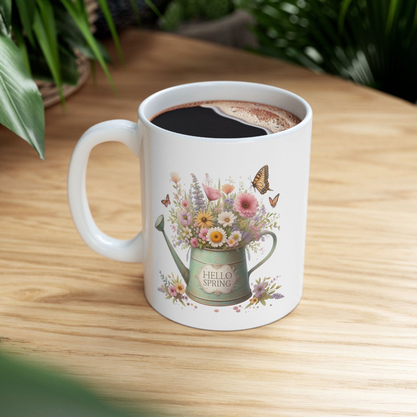Charming Vintage-Style "Hello Spring" Coffee Mug