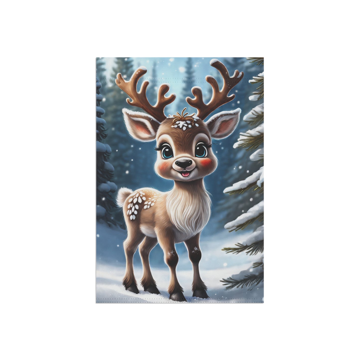 Cute Reindeer Holiday Garden Flag/ House Banner
