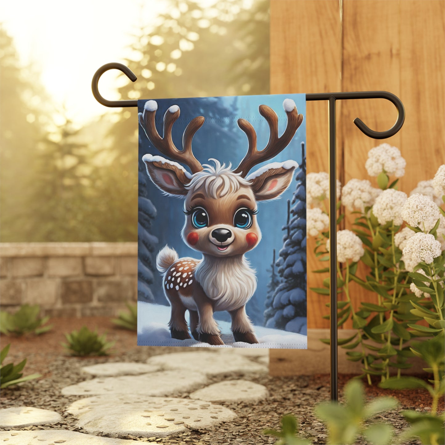 Adorable Spotted Baby Reindeer Garden Flag