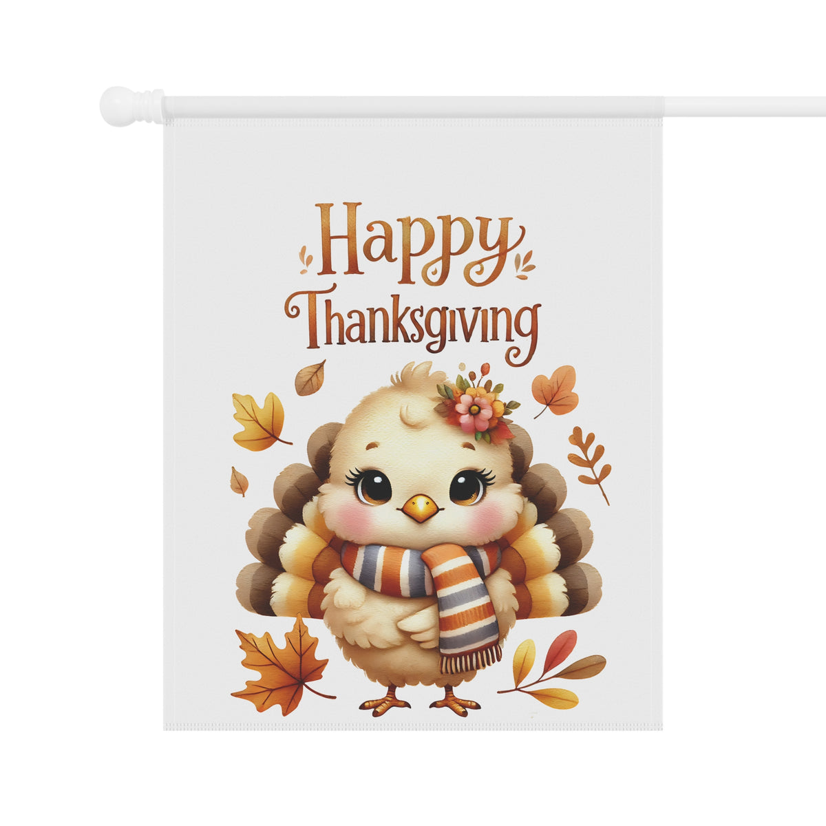 Cute Baby Turkey with Scarf Fall Thanksgiving Garden Flag