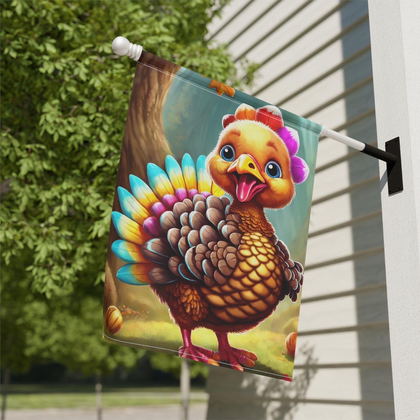 Adorable Thanksgiving Turkey Garden Flag