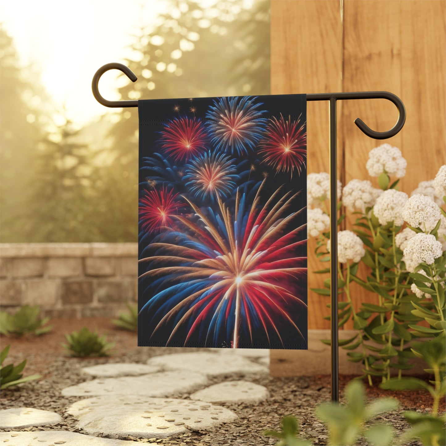 Fireworks 4th of July Garden Flag