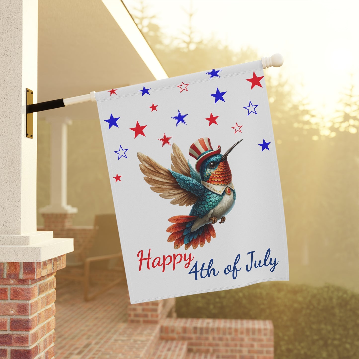 Hummingbird 4th of July Garden Flag