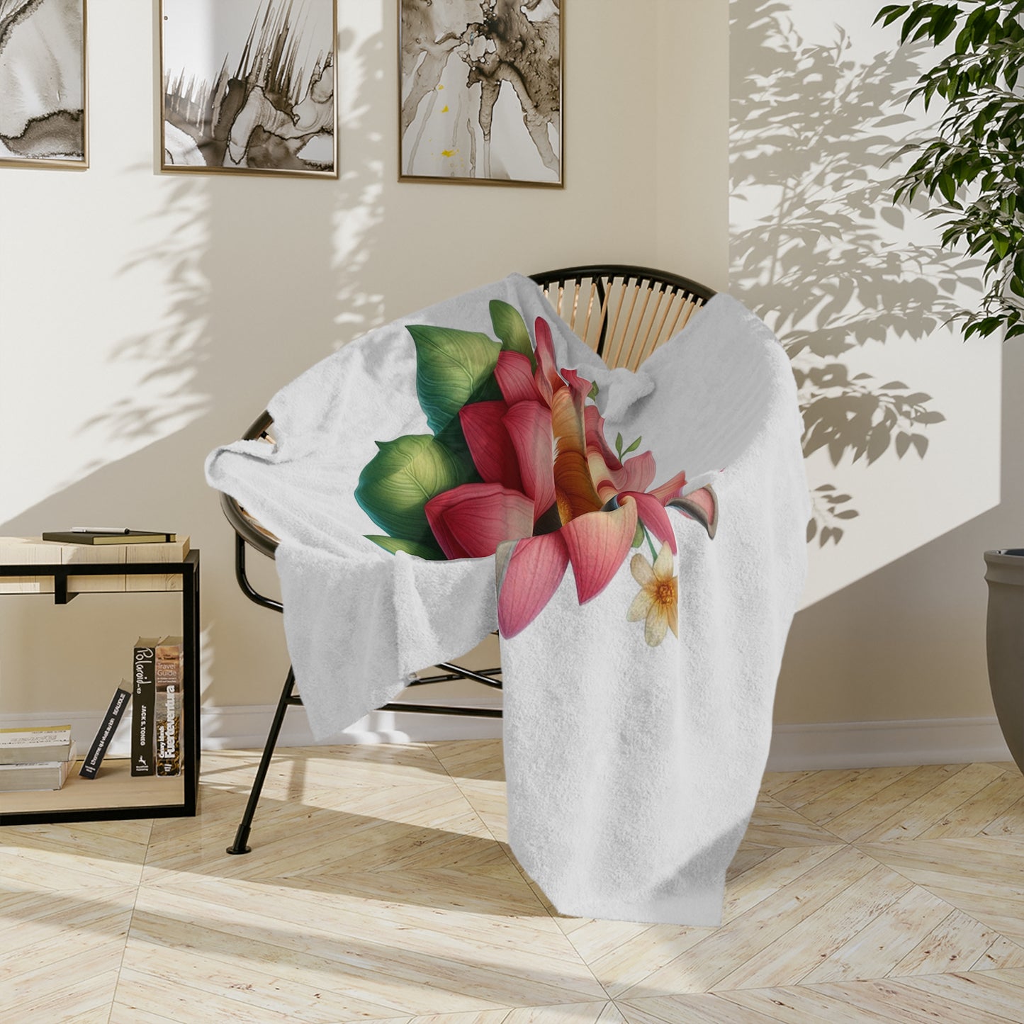 Sweet Dreams Bunny in Flower Velveteen Blanket