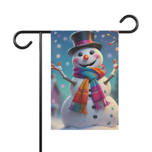 Cheerful Snowman Garden Flag