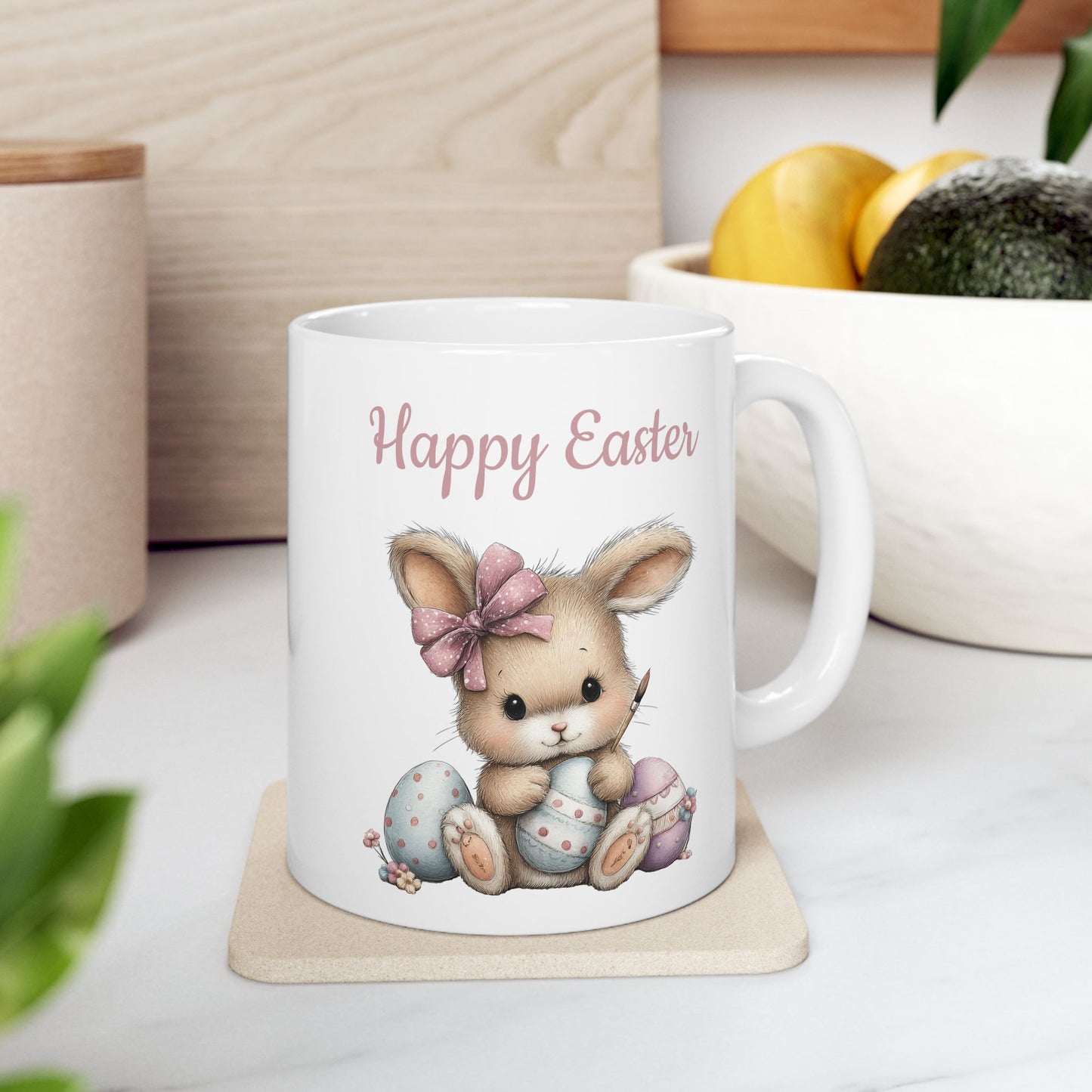 Whimsical Happy Easter Bunny Mug