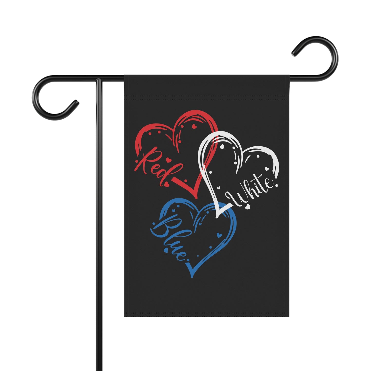 July 4th Red White Blue Hearts Garden Flag