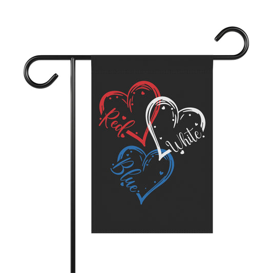 July 4th Red White Blue Hearts Garden Flag
