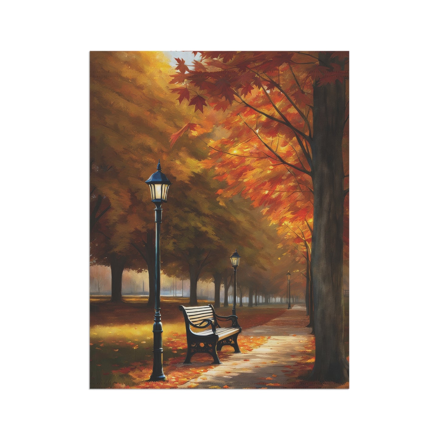 Vibrant Autumn Park Lane Garden Flag