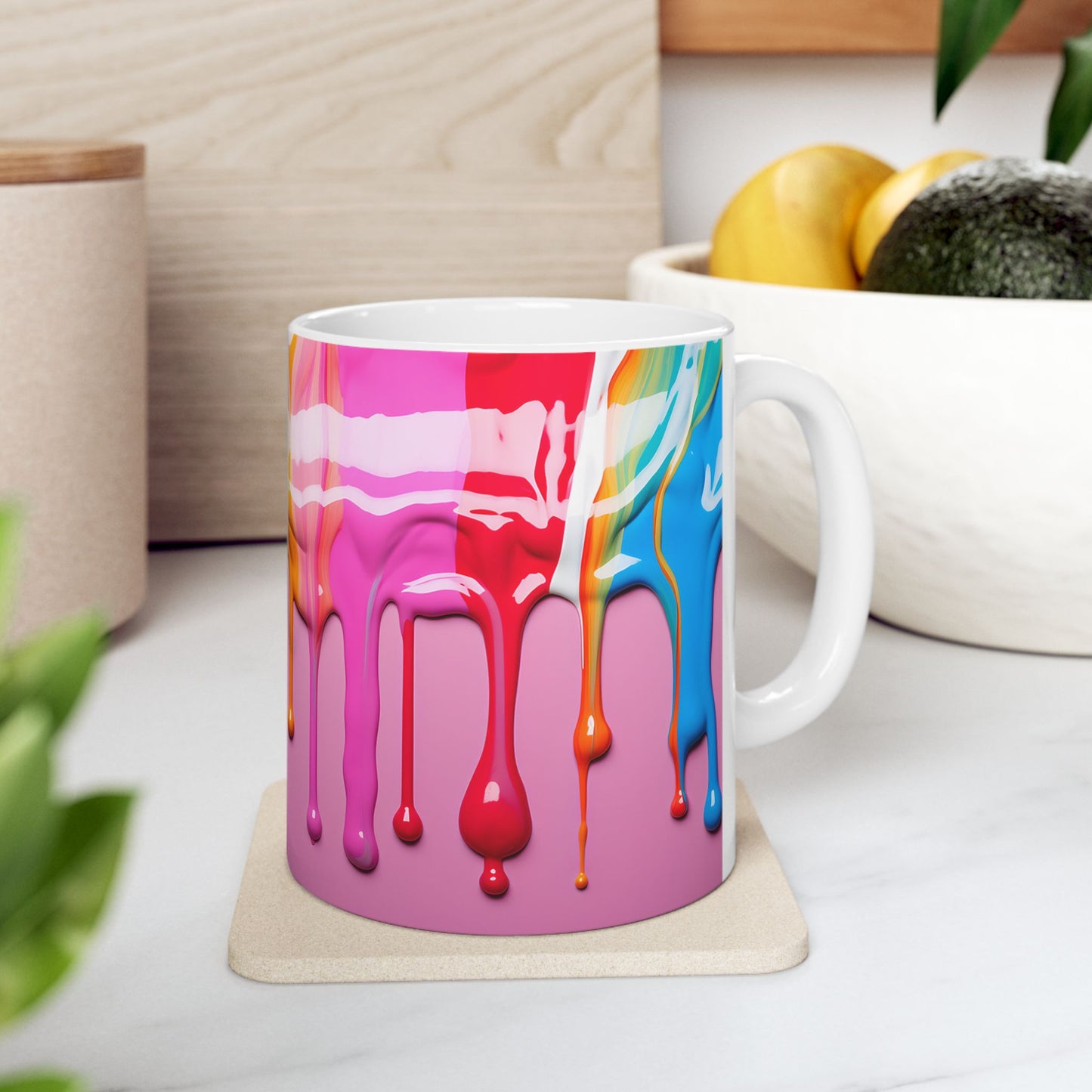 Vibrant Paint Drip Art Coffee Mug