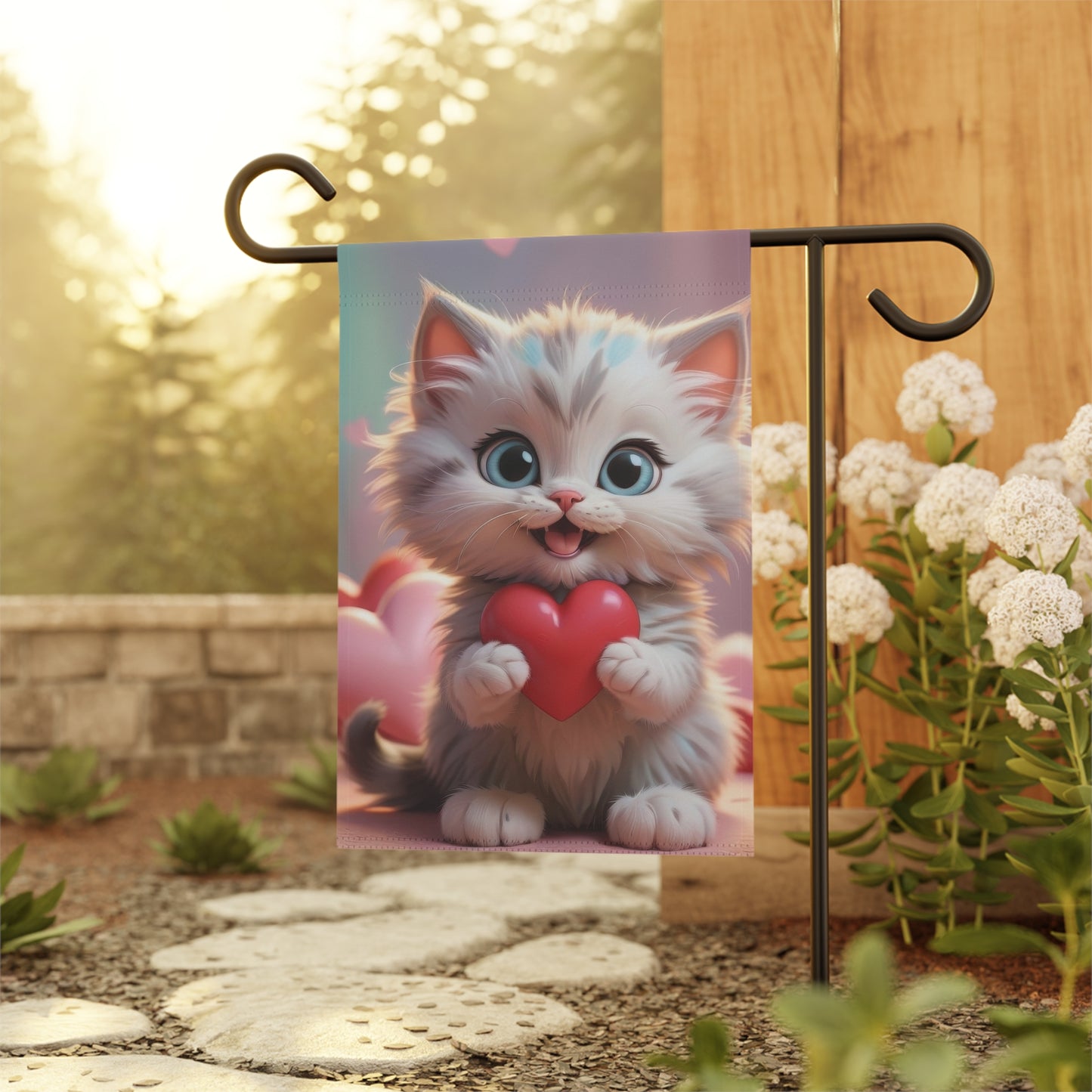 Cute Valentine Kitten Garden Flag