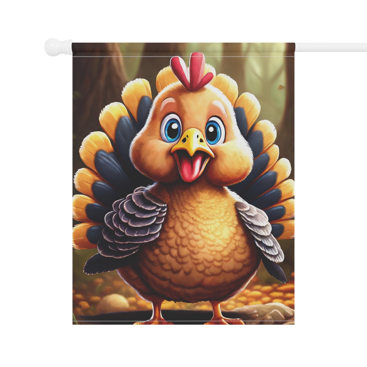 Happy Cartoon Turkey Garden Flag