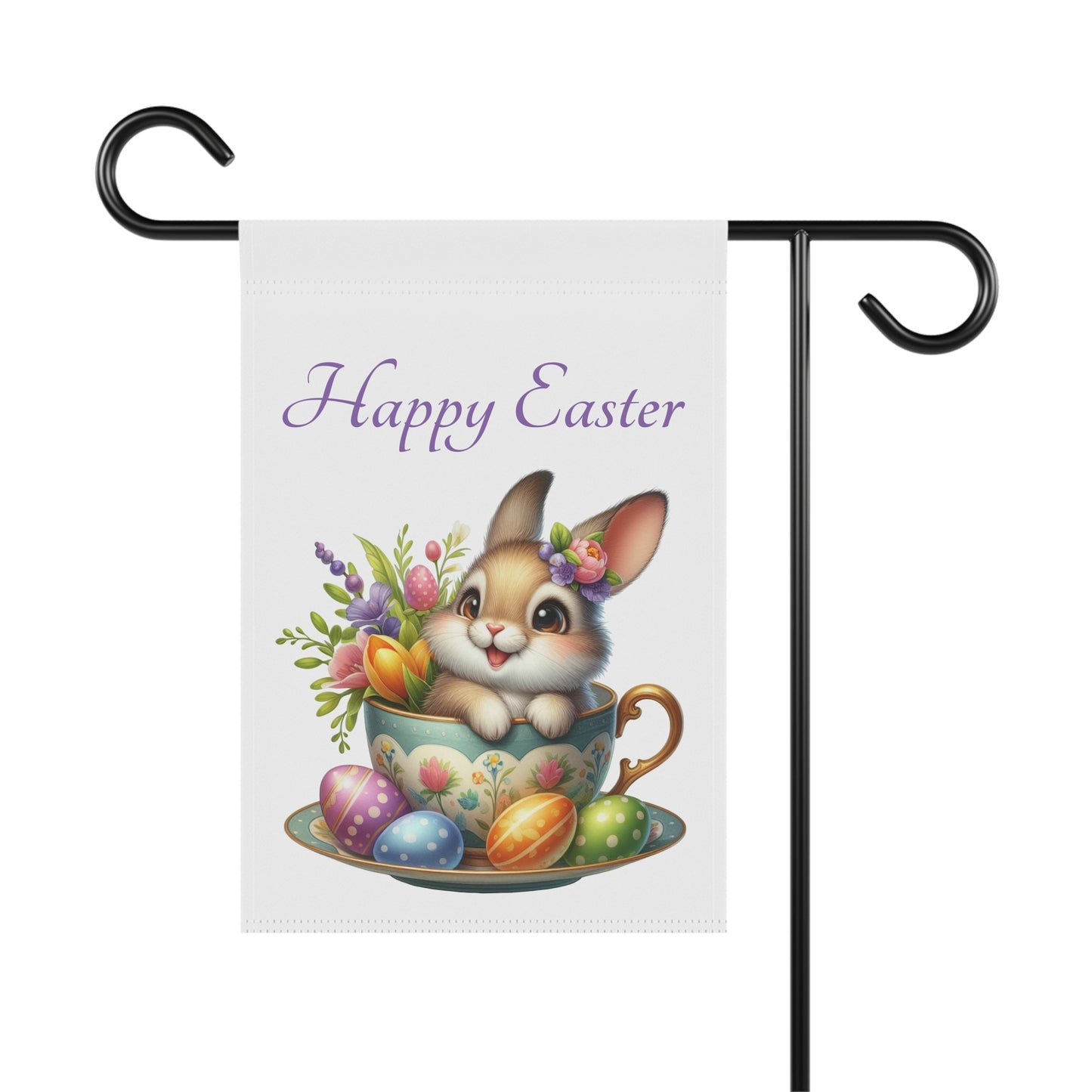 Bunny in Teacup Easter Garden Flag