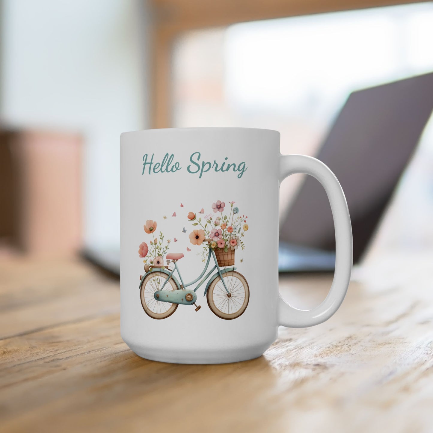 Hello Spring Vintage Bicycle Mug
