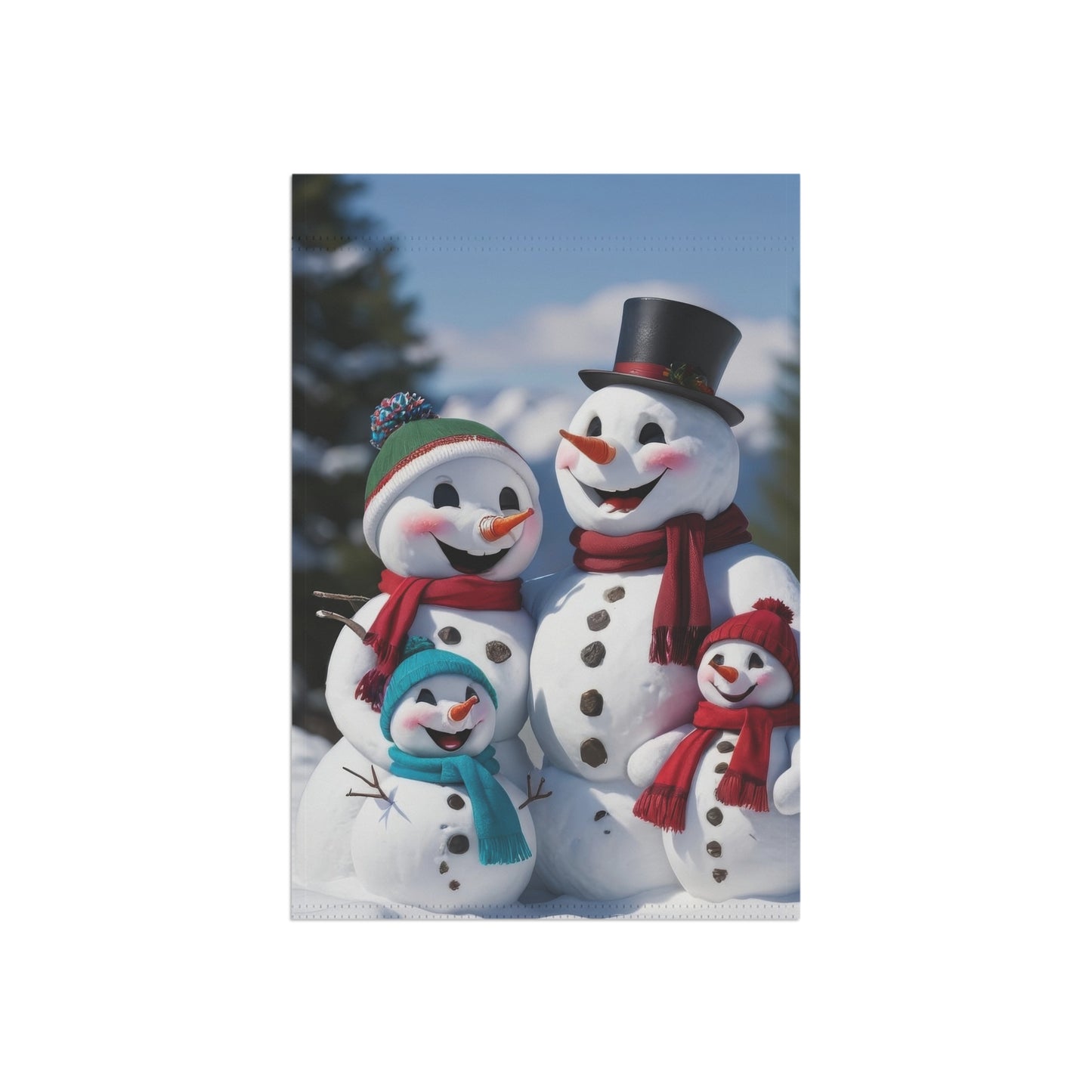 Happy Snowman Family Garden Flag/ Banner
