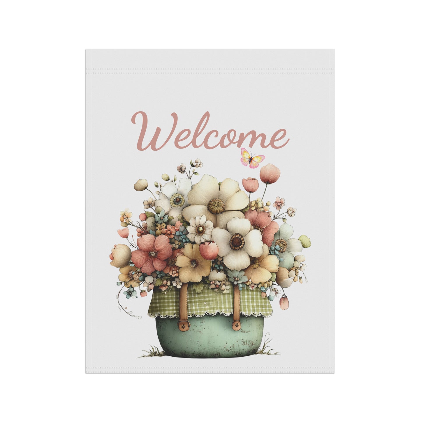 Welcome Floral Basket Garden Flag