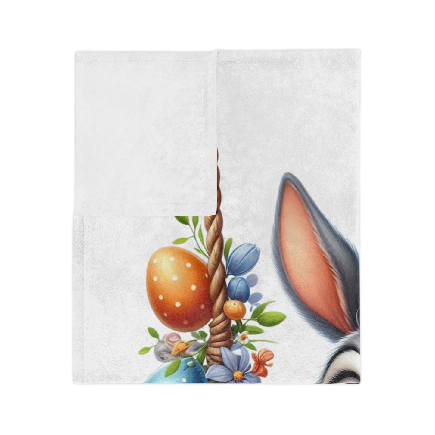 Playful Bunny on Swing Velveteen Blanket
