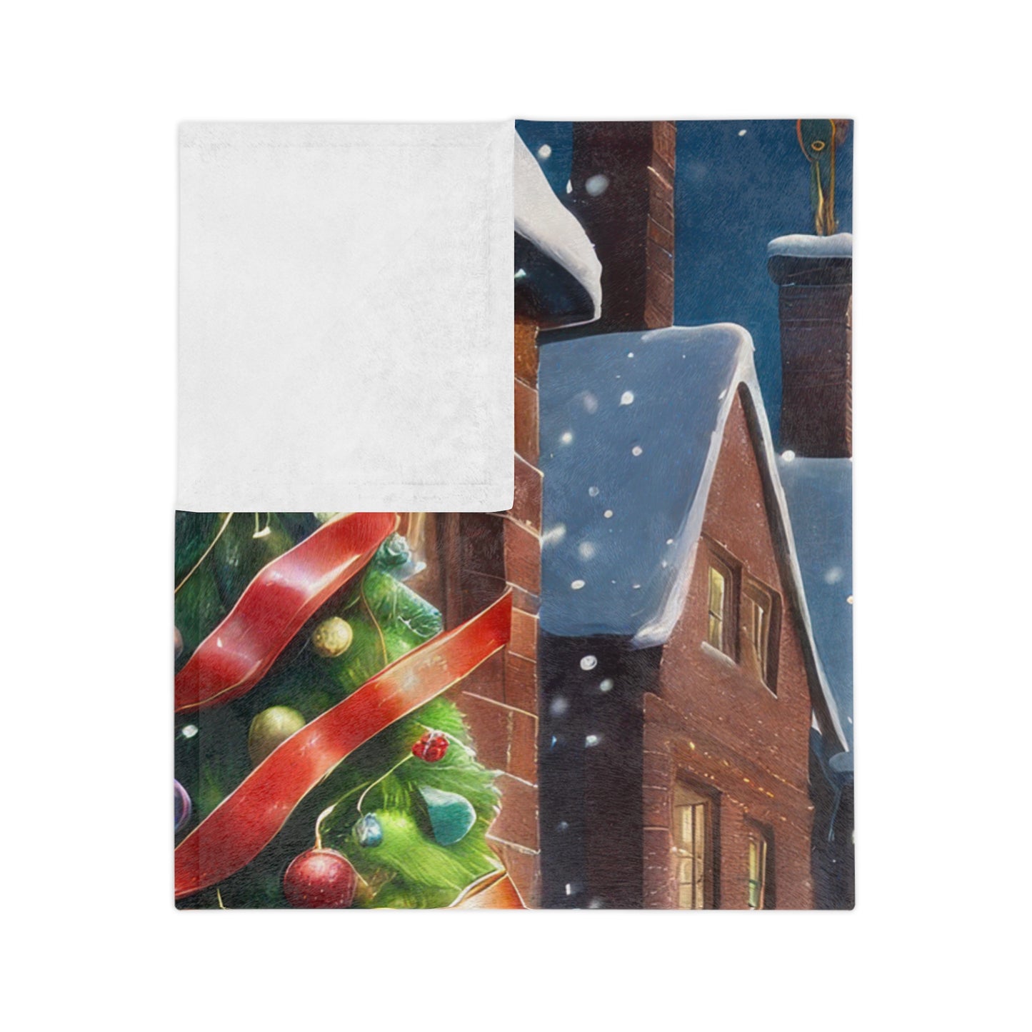 Snowy Village Velveteen Plush Blanket