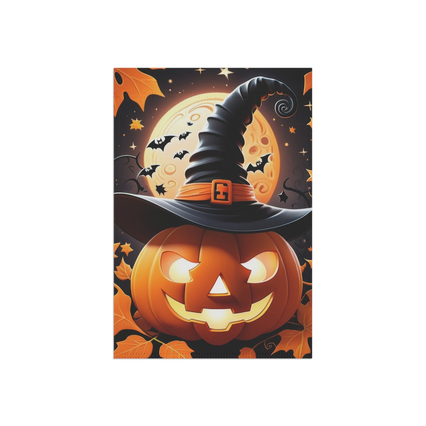 Smiling Pumpkin Witch Hat Halloween Garden Flag
