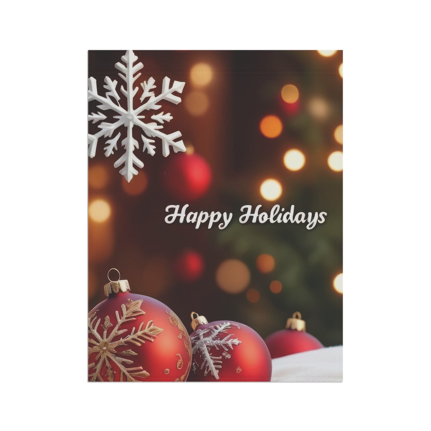 "Happy Holidays" Snowflake & Ornaments Garden Flag