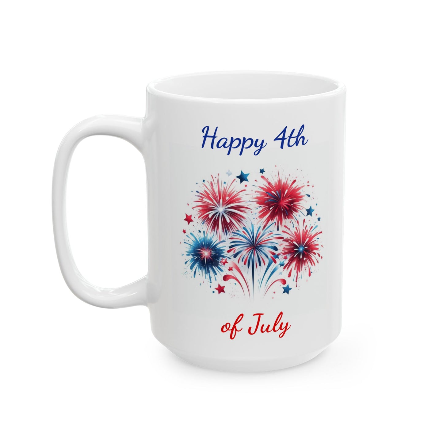 Patriotic Coffee Mug with Fireworks