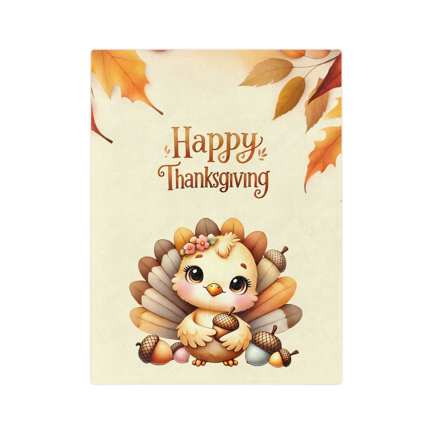 Happy Thanksgiving Cute Turkey Velveteen Plush Blanket