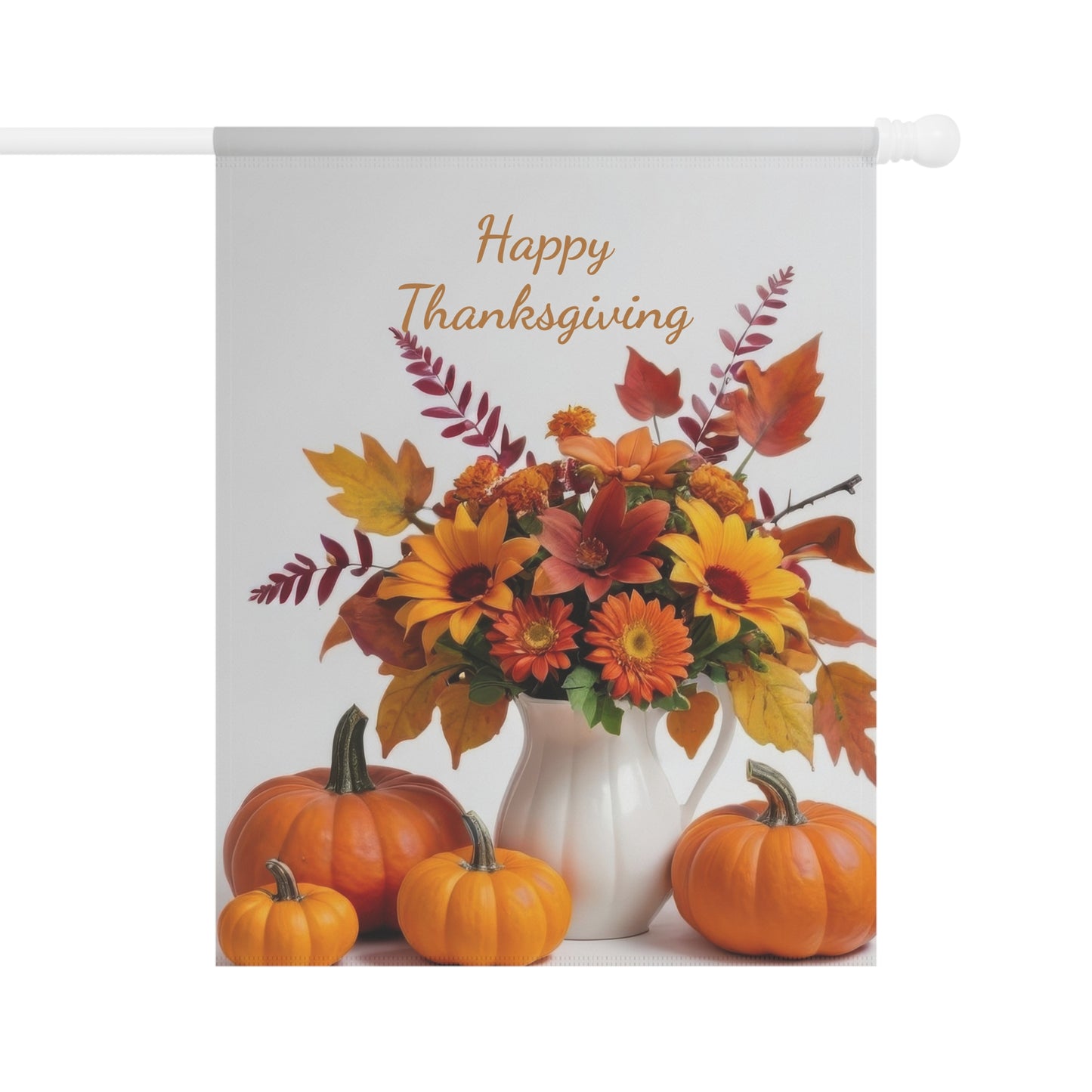 Happy Thanksgiving Floral & Pumpkin Garden Flag