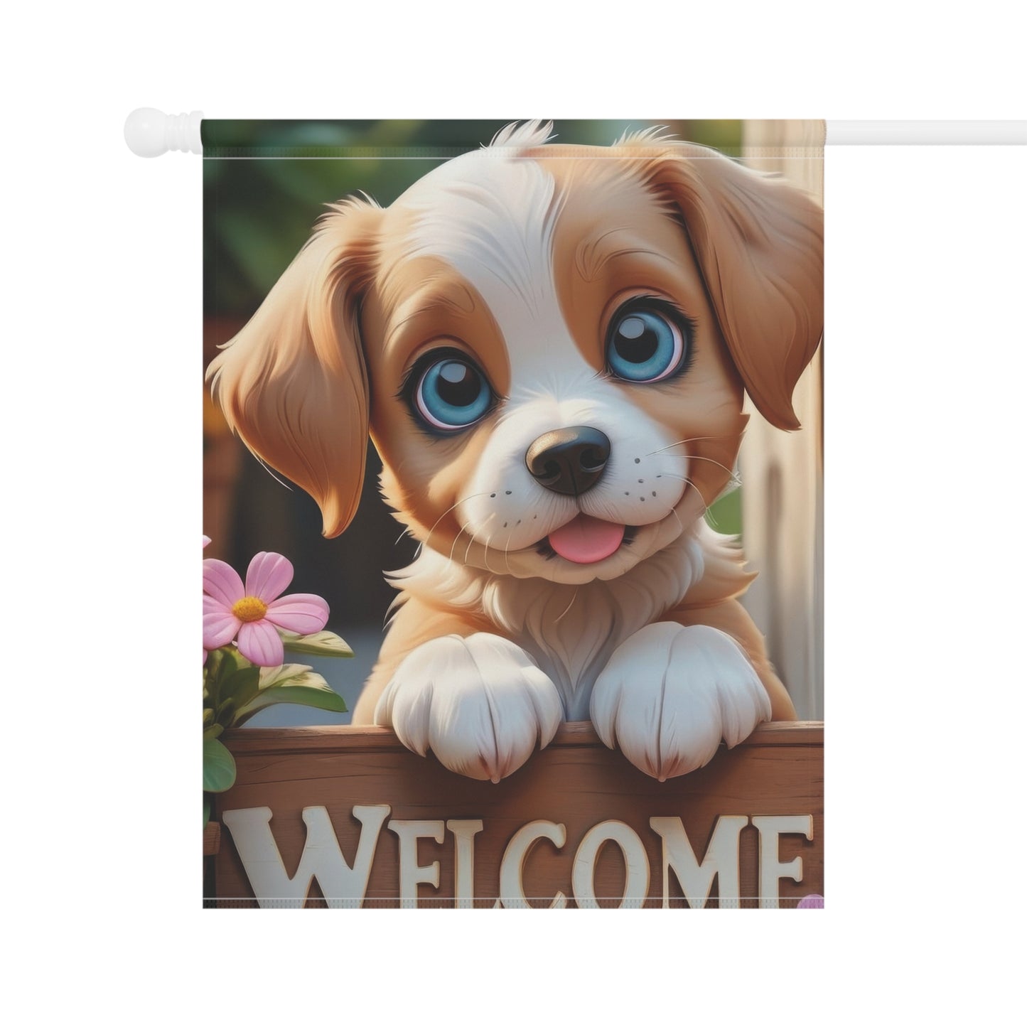 Cute Puppy Welcome Garden Flag