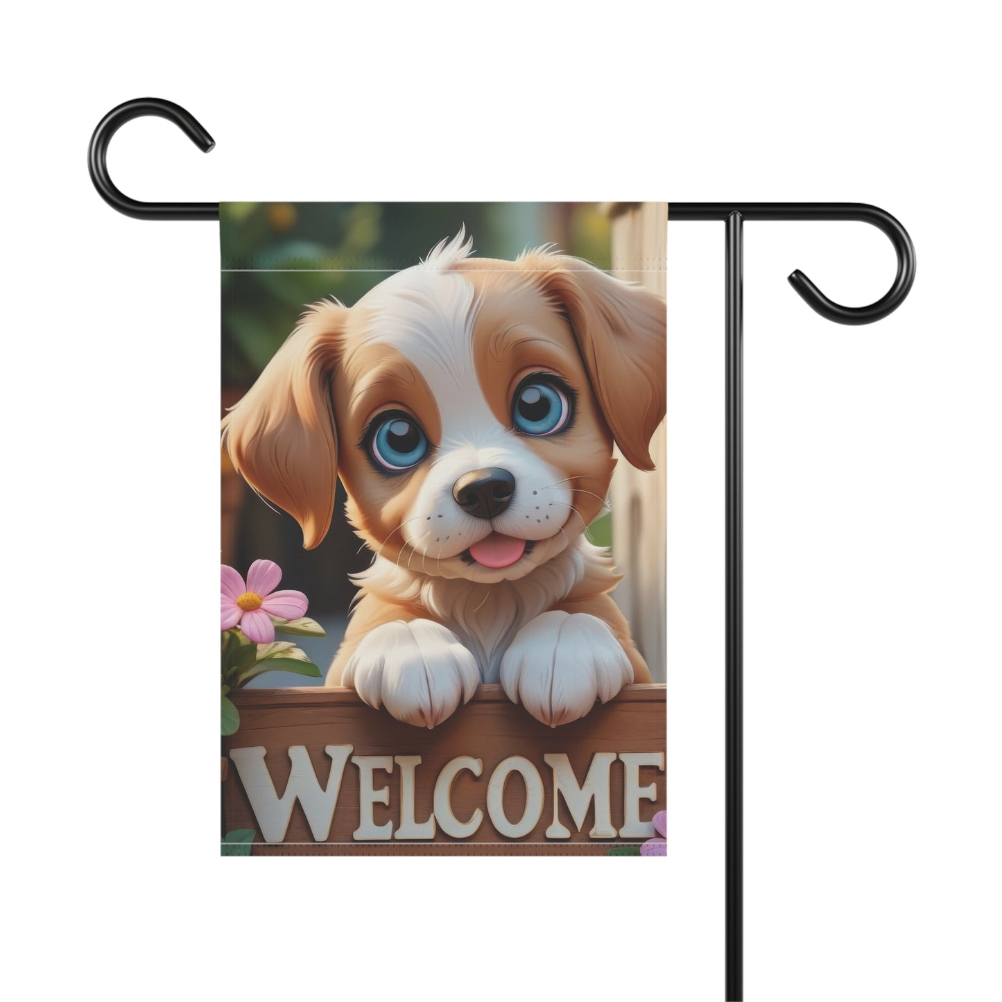 Cute Puppy Welcome Garden Flag