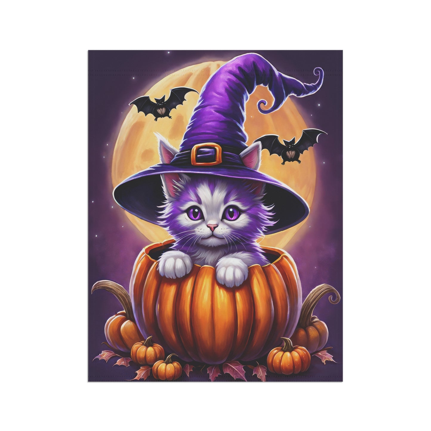 Playful Kitten Halloween Garden Flag/ House Banner
