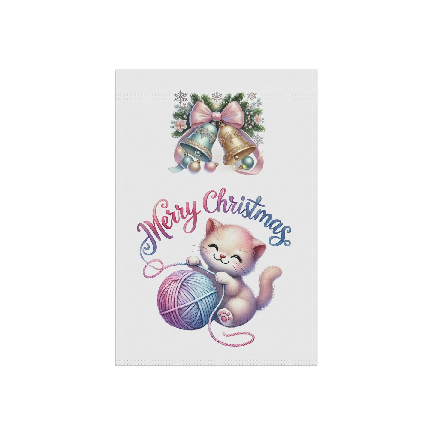 Happy Kitten Christmas Flag