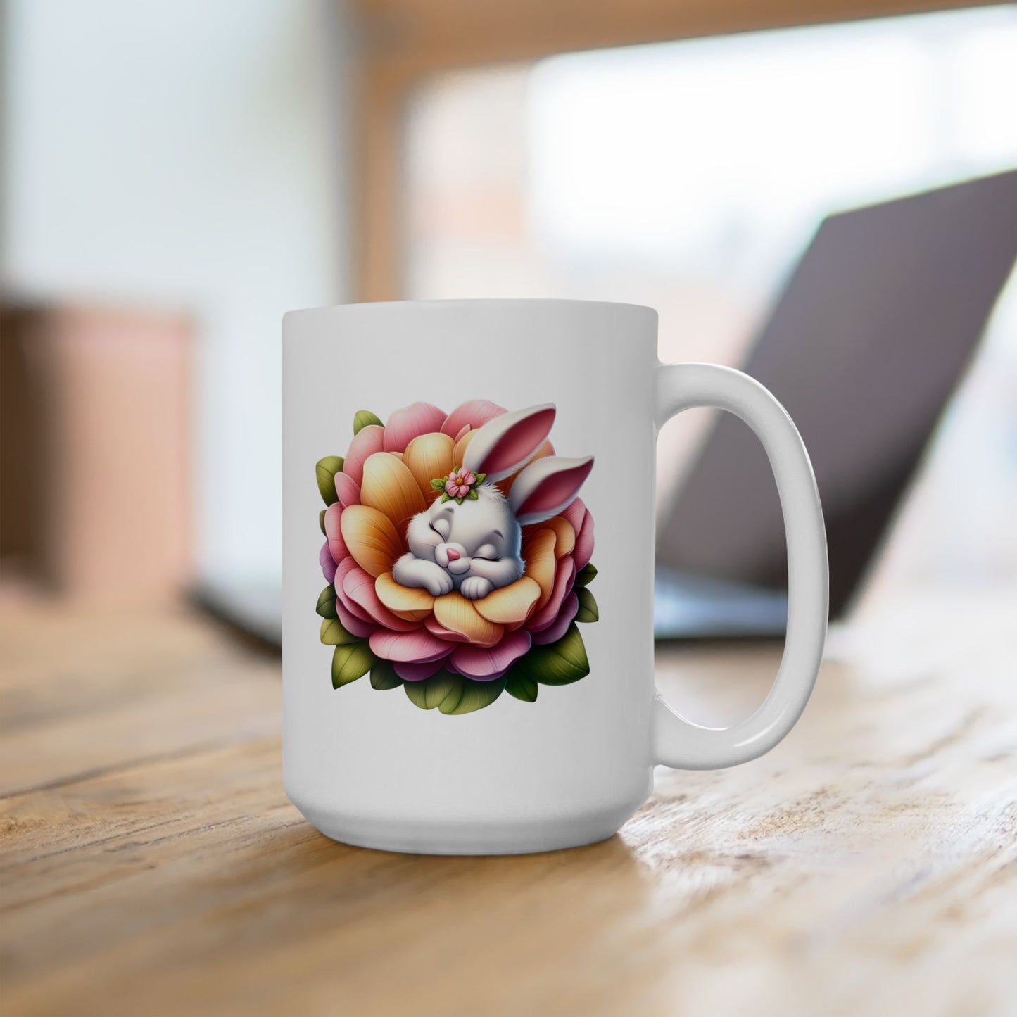 Peaceful Baby Bunny Flower Mug
