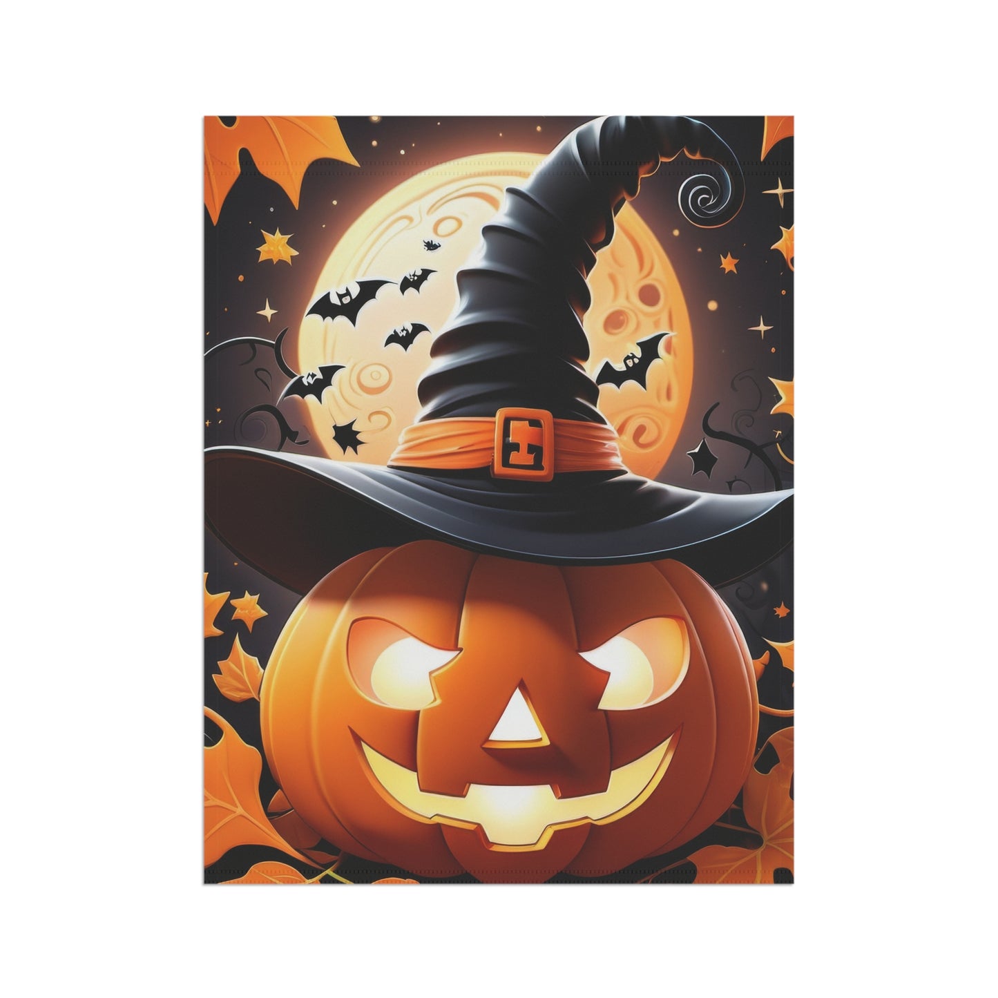 Smiling Pumpkin Witch Hat Halloween Garden Flag