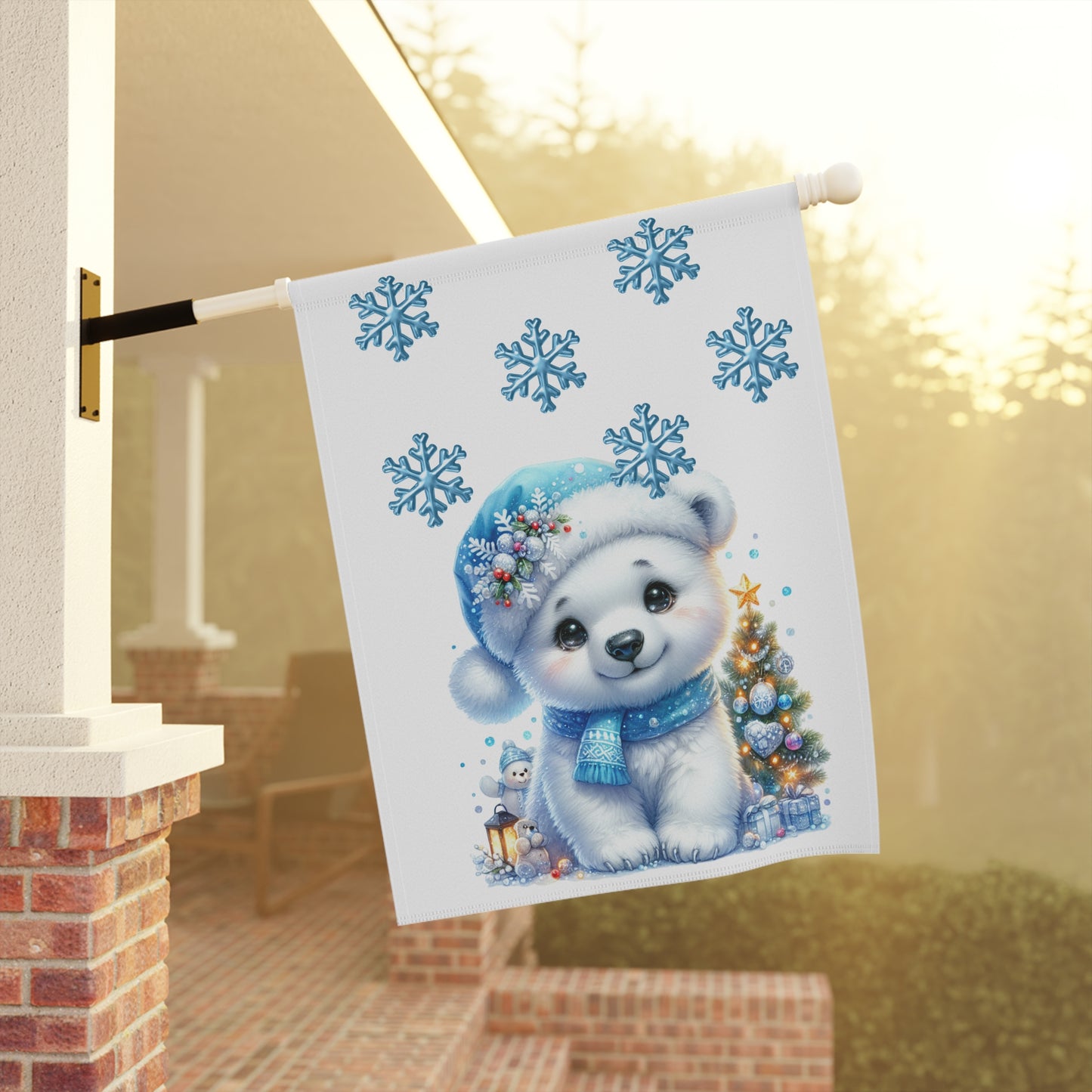 Adorable Baby Winter Polar Bear Garden Flag