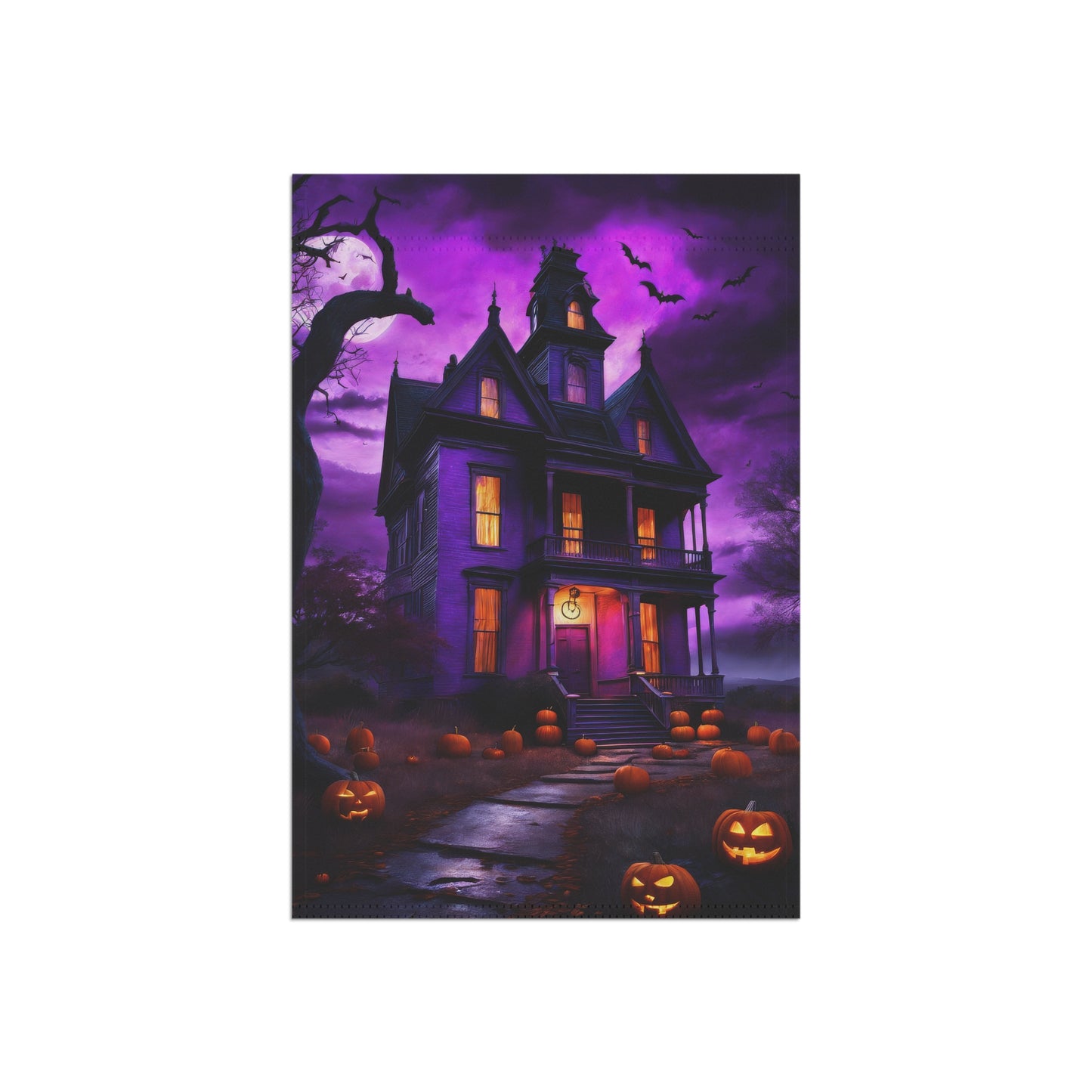 Halloween Creepy Mansion Garden Flag