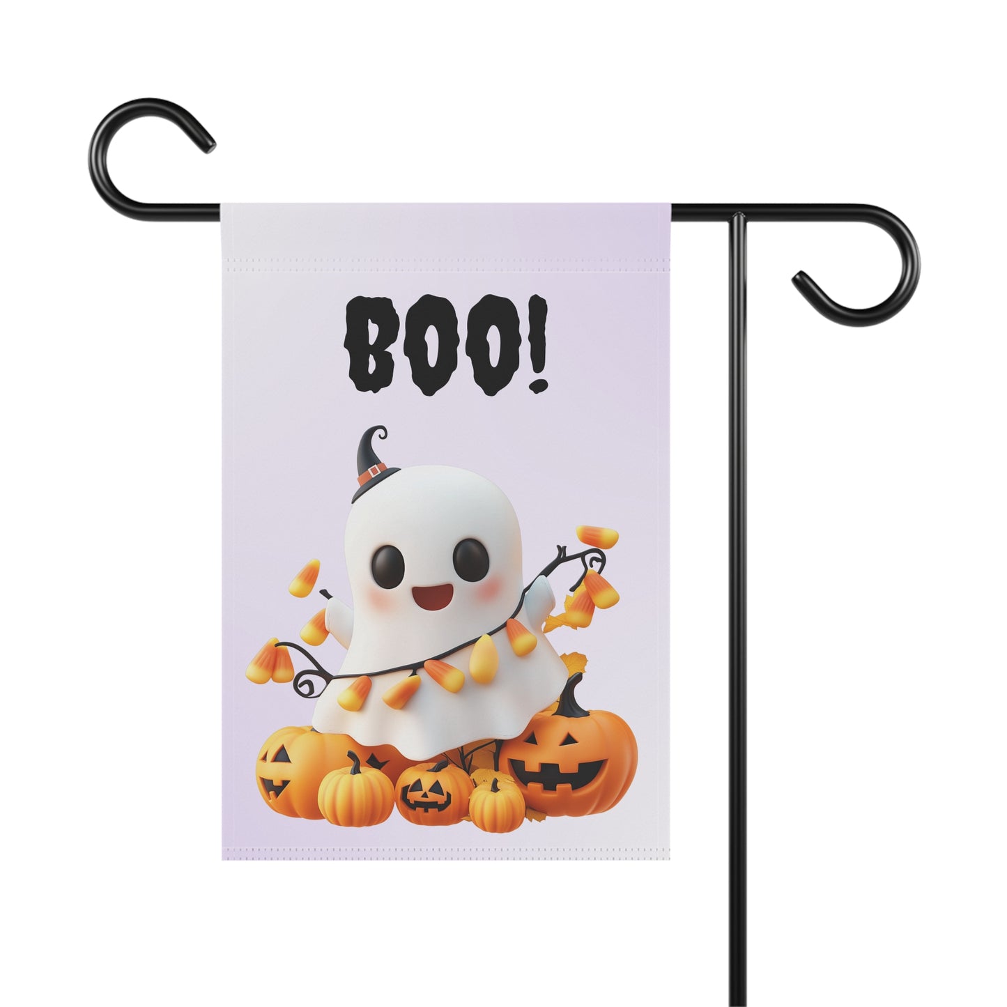 Cute Ghost with Candy Corn Garden Flag