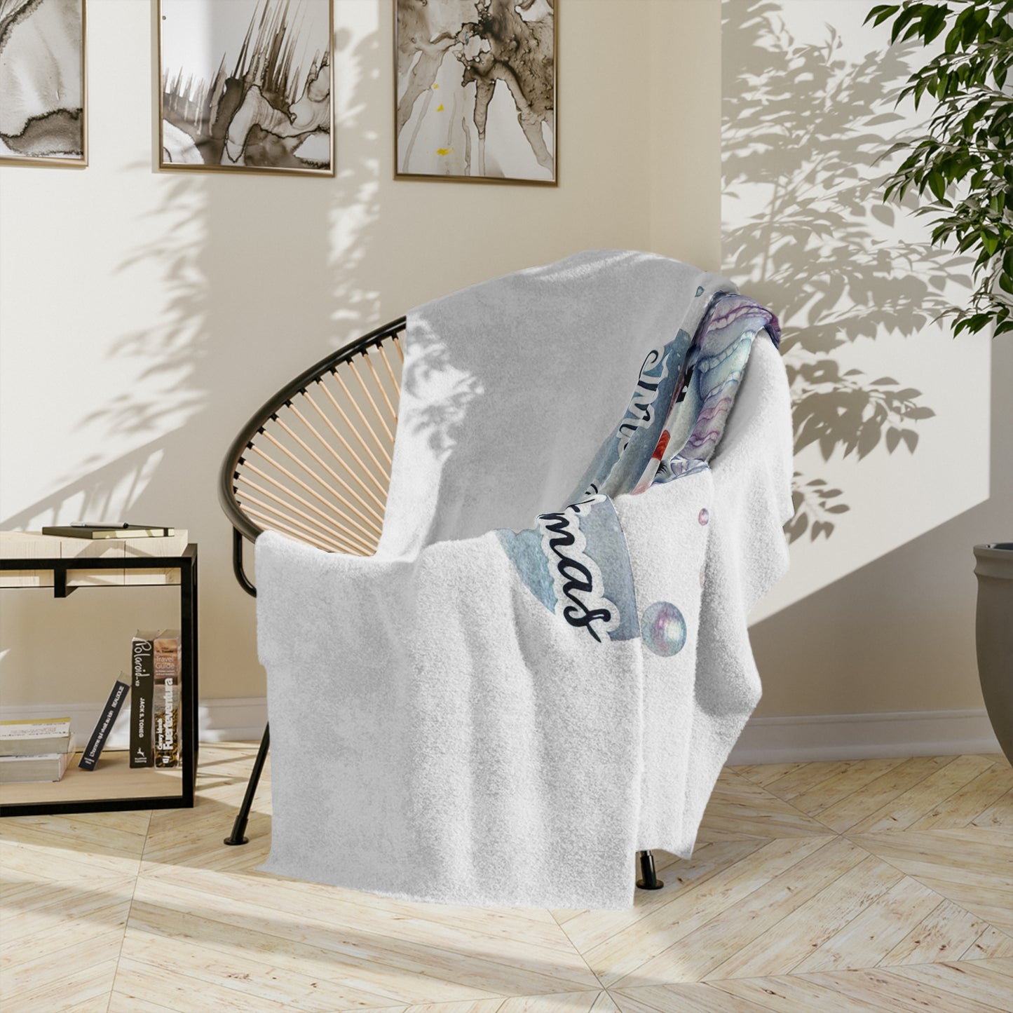 Pastel Snowman Merry Christmas Velveteen Plush Blanket