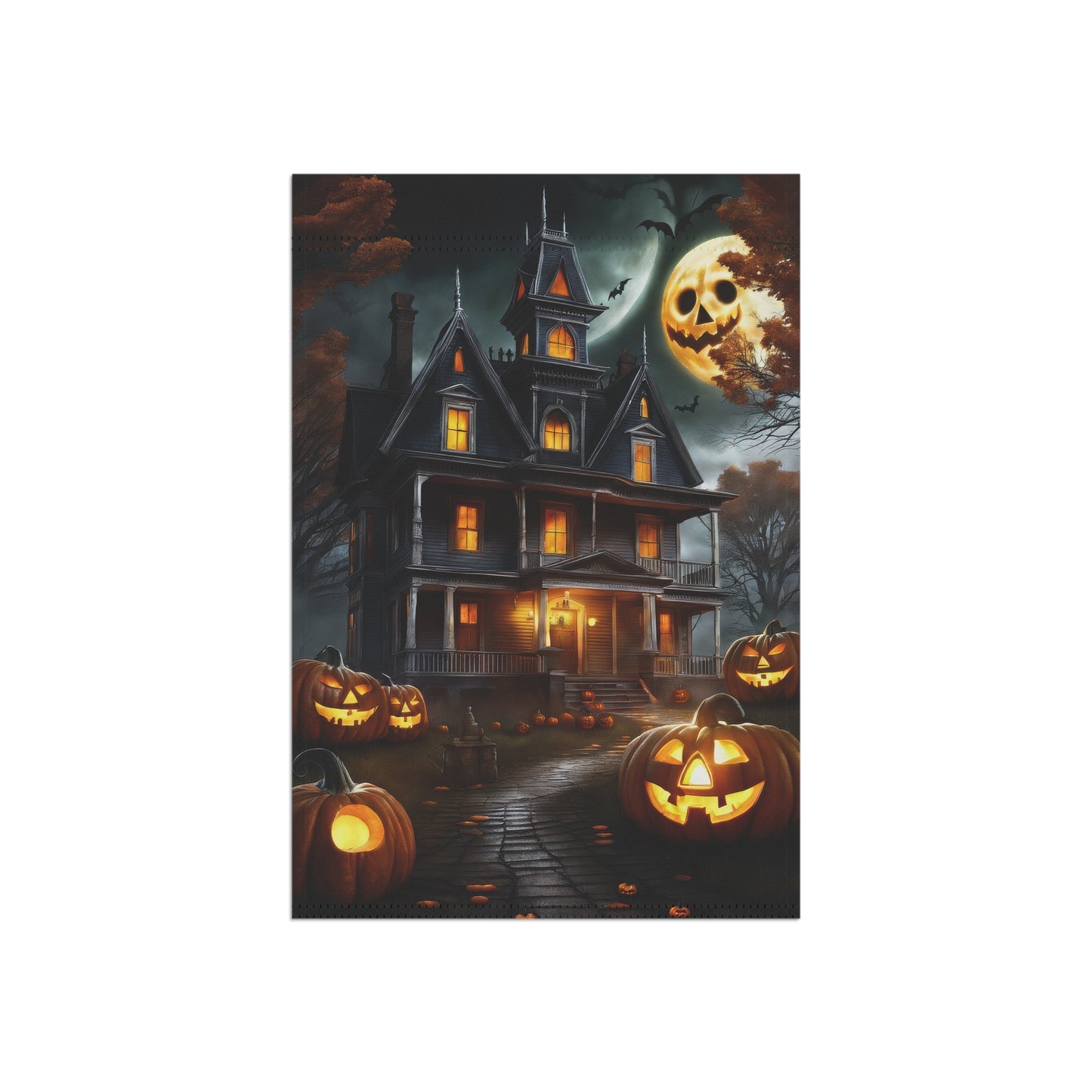 Spooky Haunted Moon Halloween Garden Flag/ House Banner