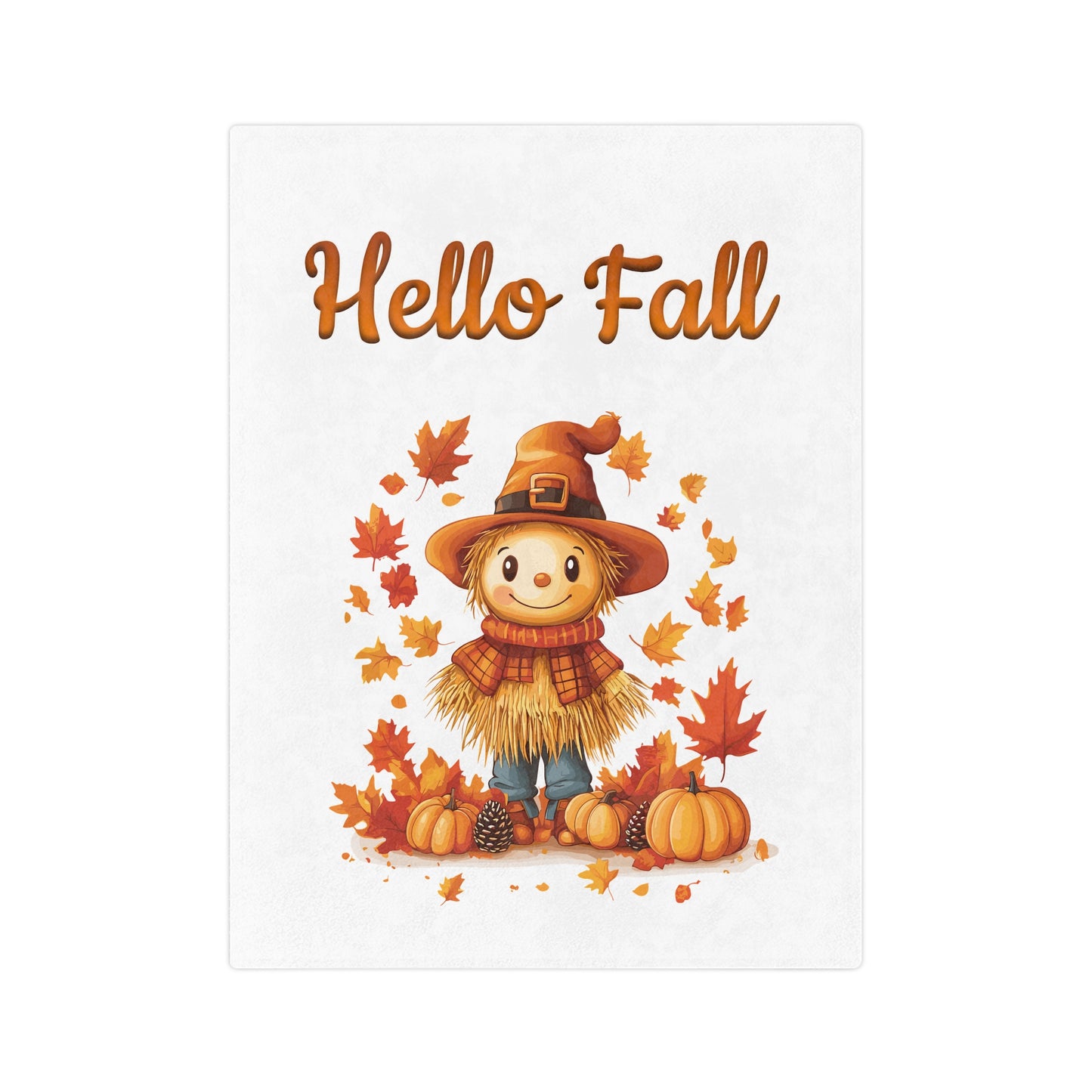 Hello Fall Scarecrow Velveteen Blanket