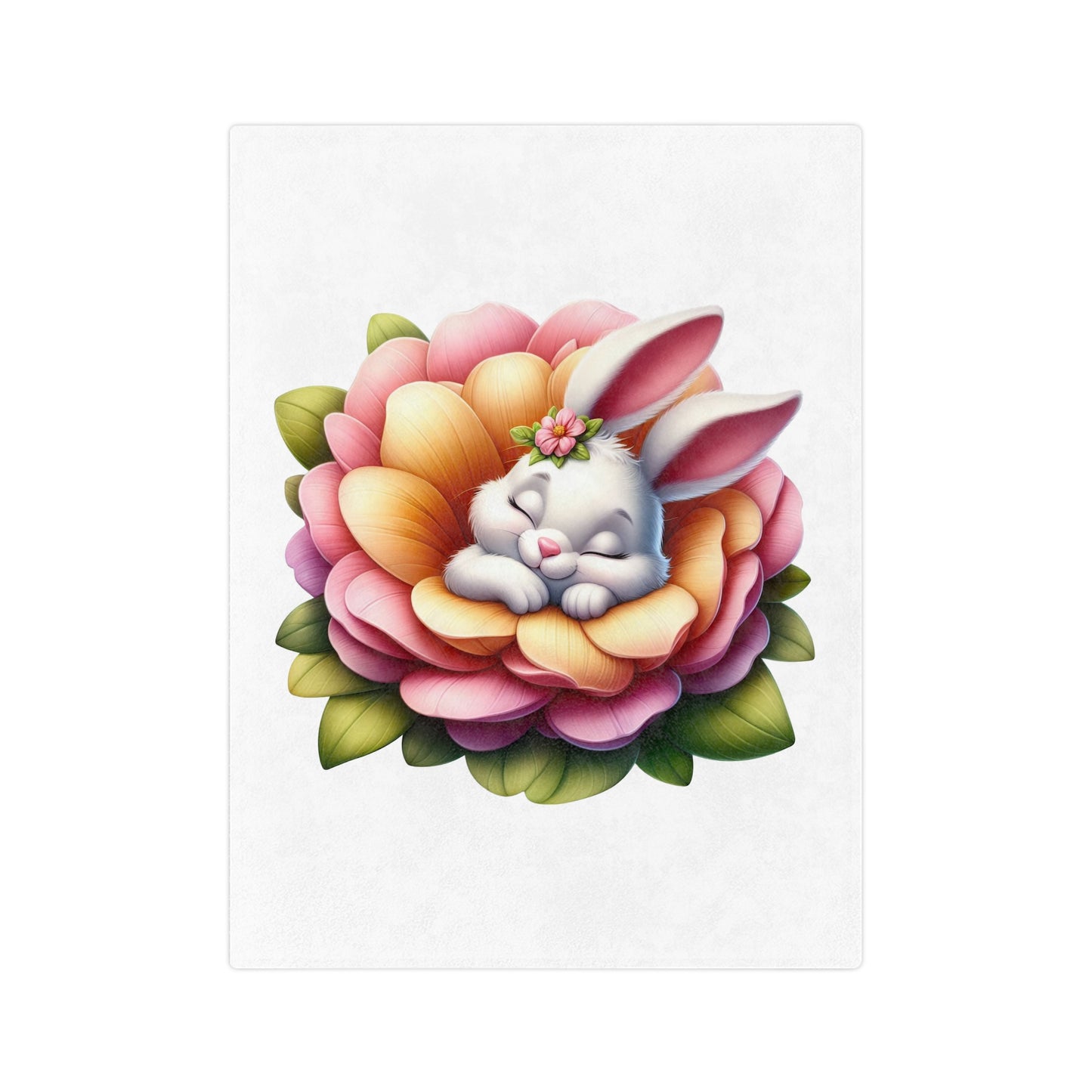 Lightweight Sweet Dreams Bunny in Bloom Velveteen Blanket