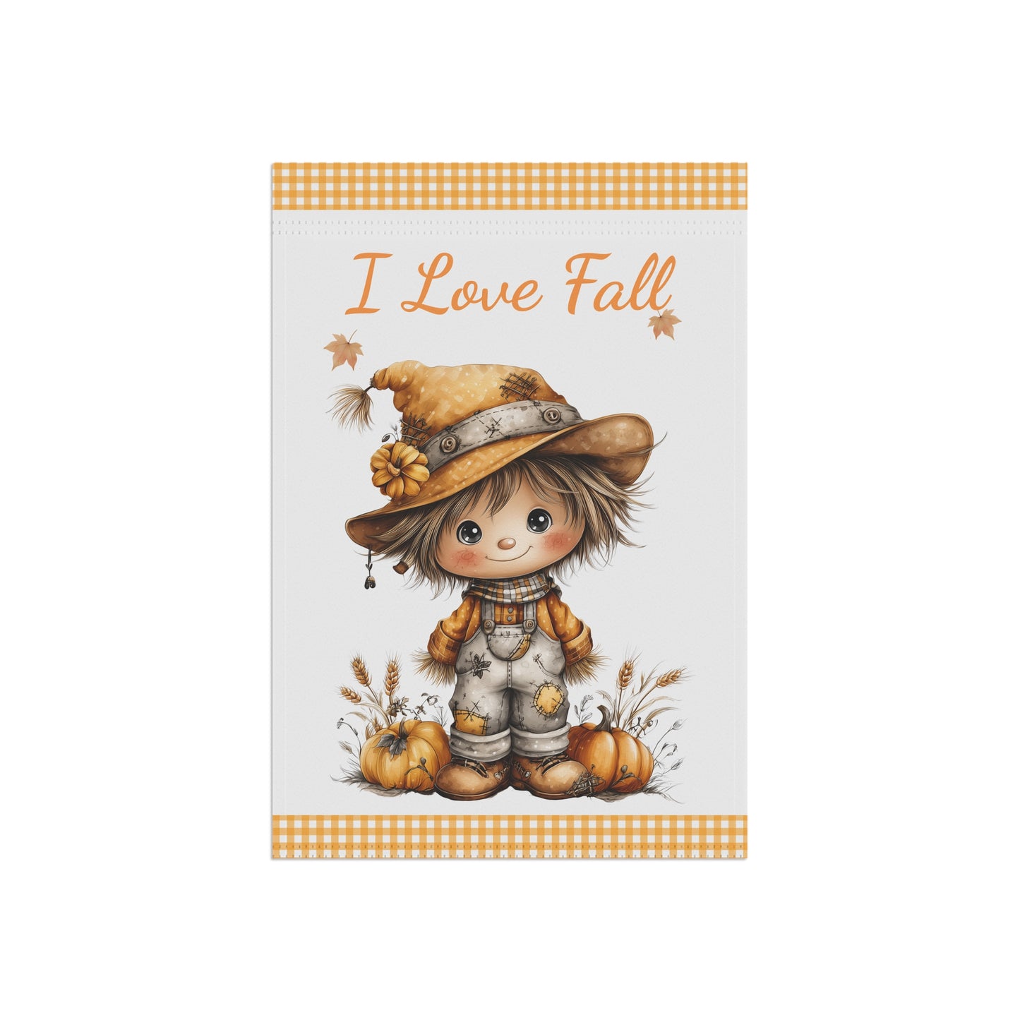 I Love Fall Cute Scarecrow Garden Flag