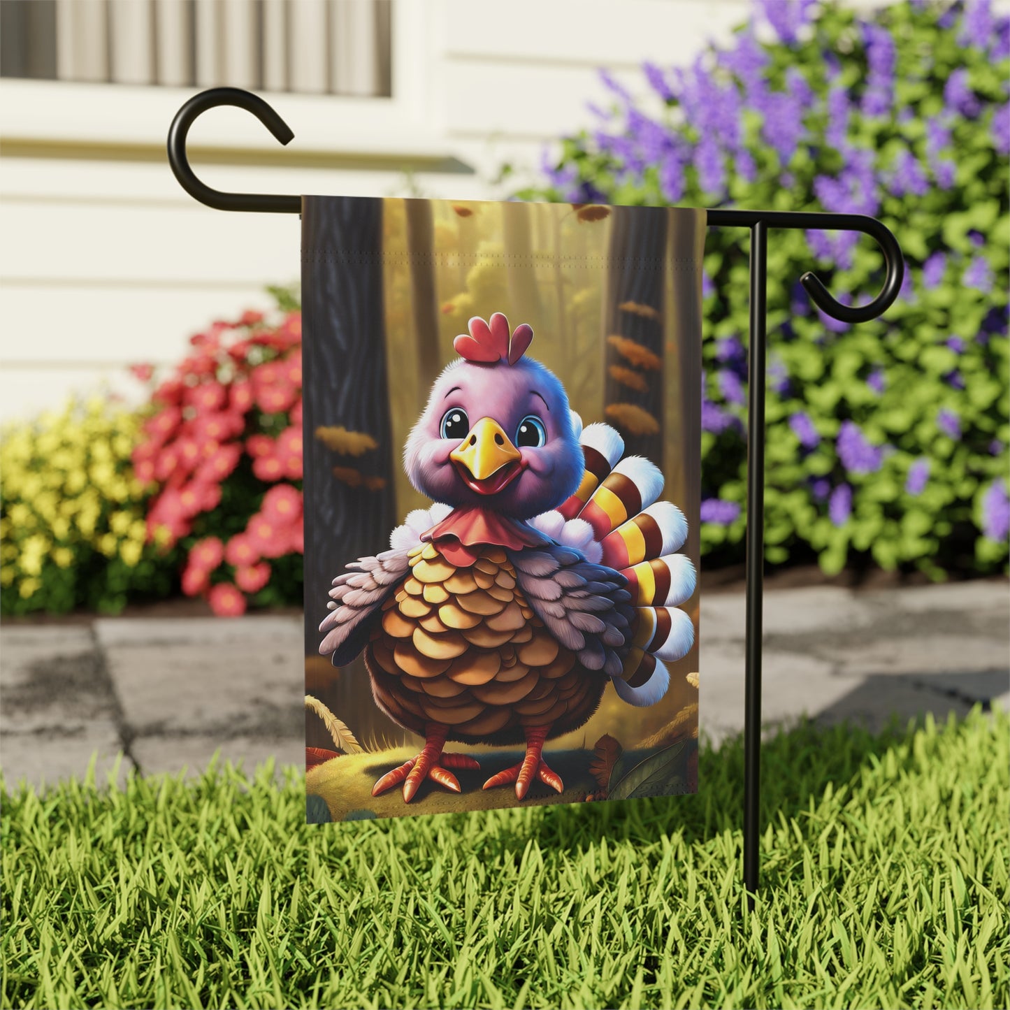 Adorable Thanksgiving Turkey Garden Flag