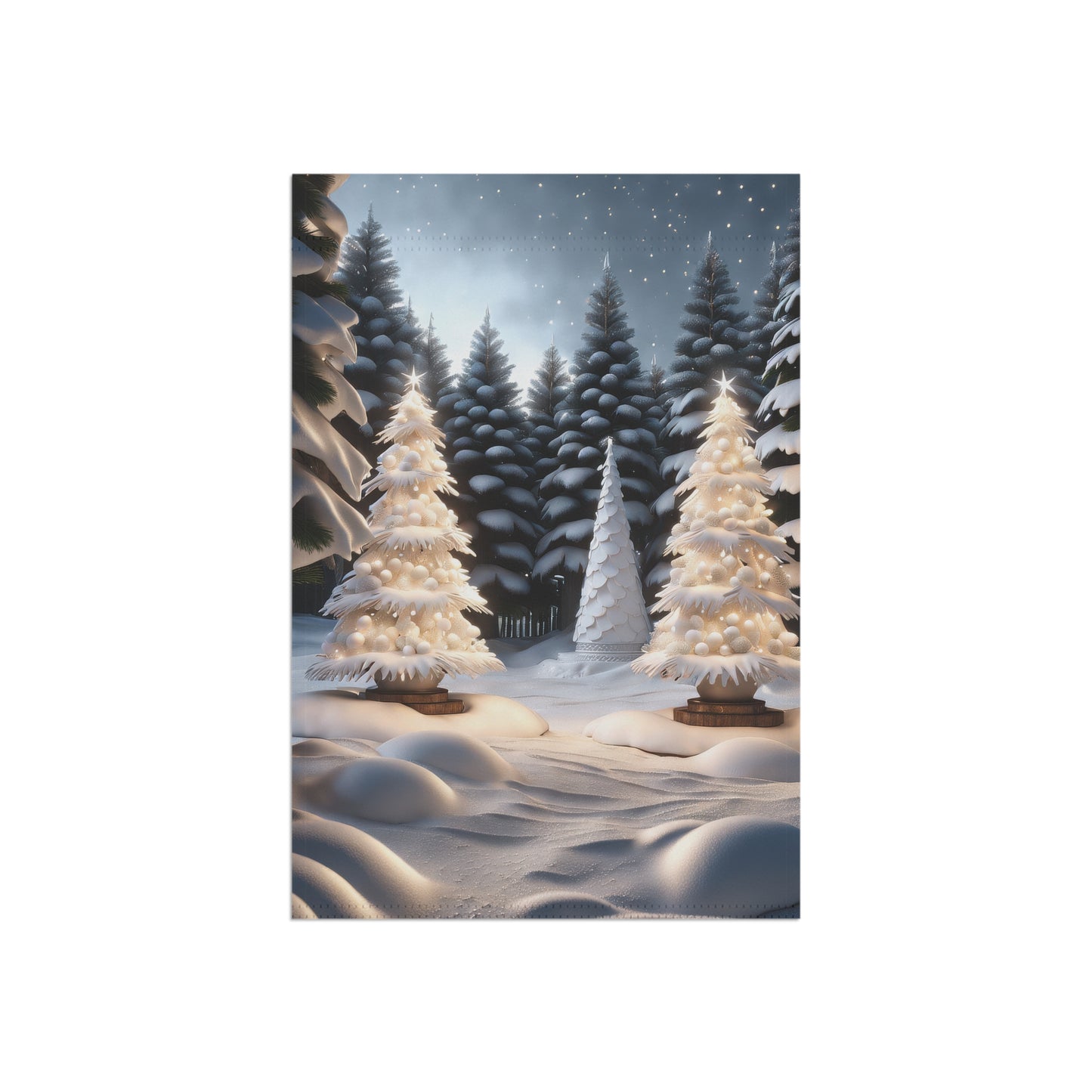 Serene Snowy Scene Holiday Garden Flag/ House Banner