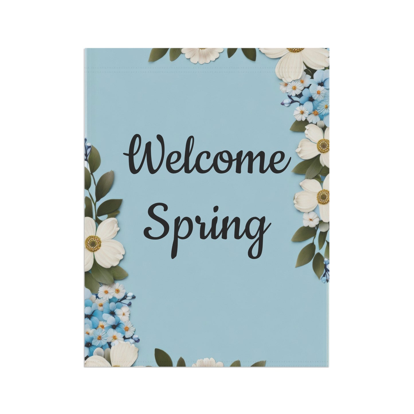 Blue Floral Welcome Spring Garden Flag
