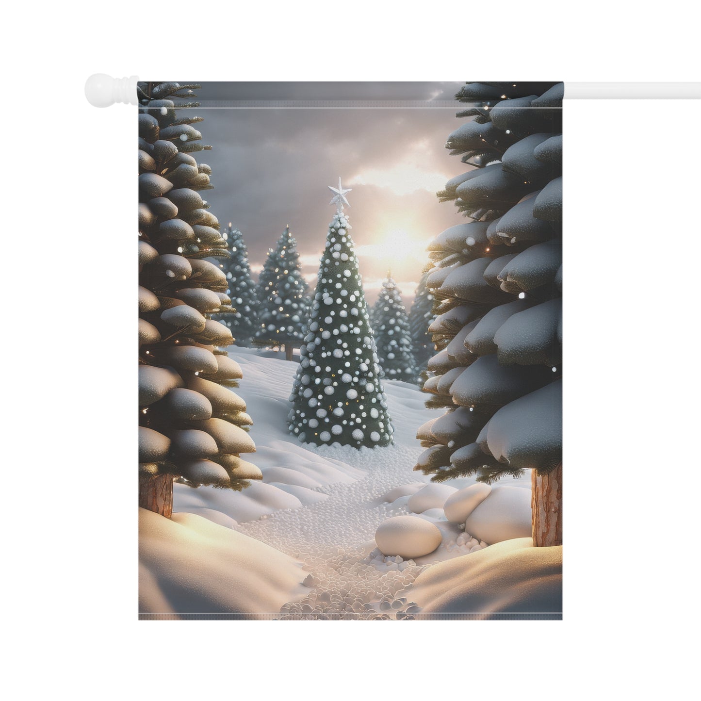 Snowy Scene Holiday Garden Flag/ House Banner