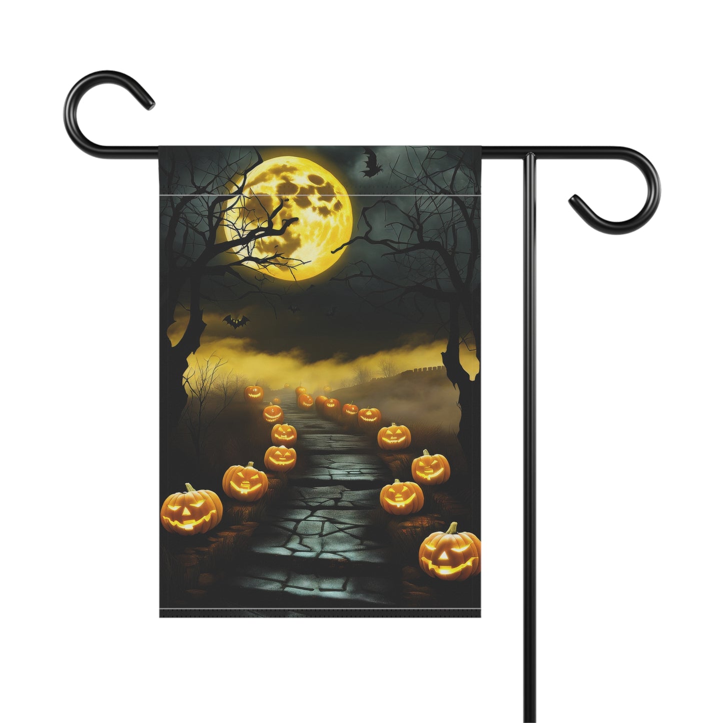 Misty Jack-O'-Lantern Path Halloween Garden Flag / House Banner