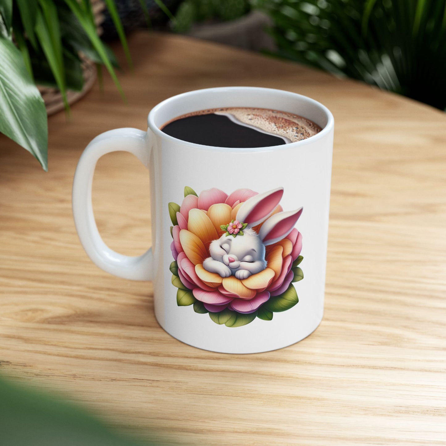 Peaceful Baby Bunny Flower Mug