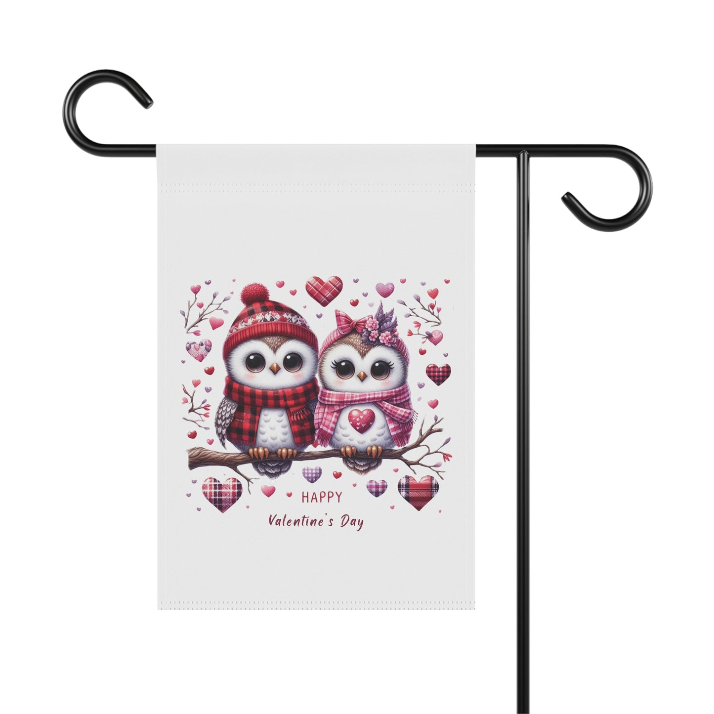 Cute Owl Valentine's Garden Flag