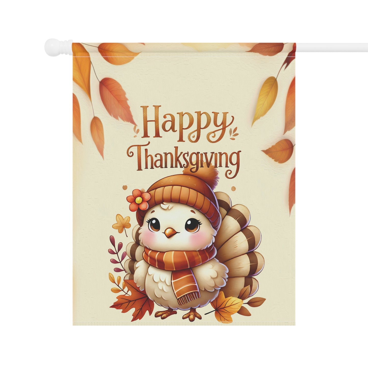Cute Cozy Turkey Thanksgiving Garden Flag