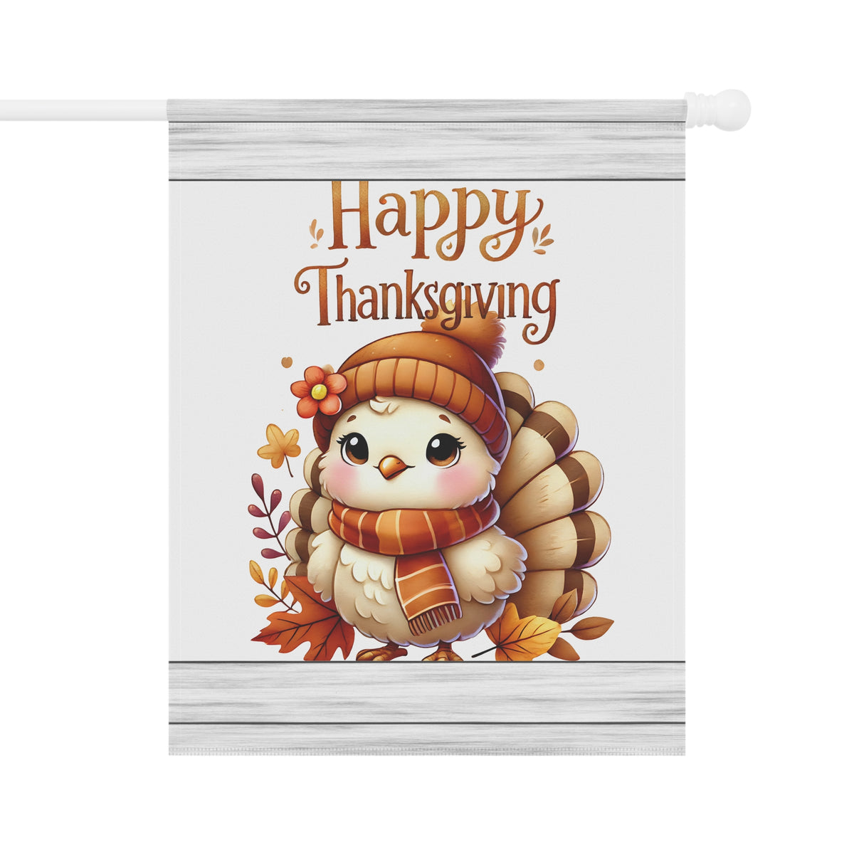 Cute Cozy Turkey Thanksgiving Garden Flag